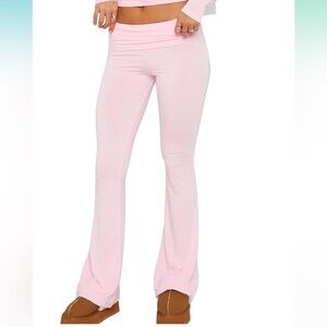 Amazon Pink fold over lounge flare pants